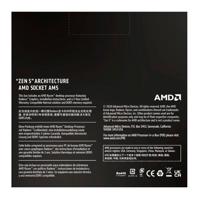 Processador AMD Ryzen 9 9950X, 16-Core, 32-Threads, 4.3GHz (5.7GHz Turbo), Cache 80MB, AM5, 100-100001277WOF