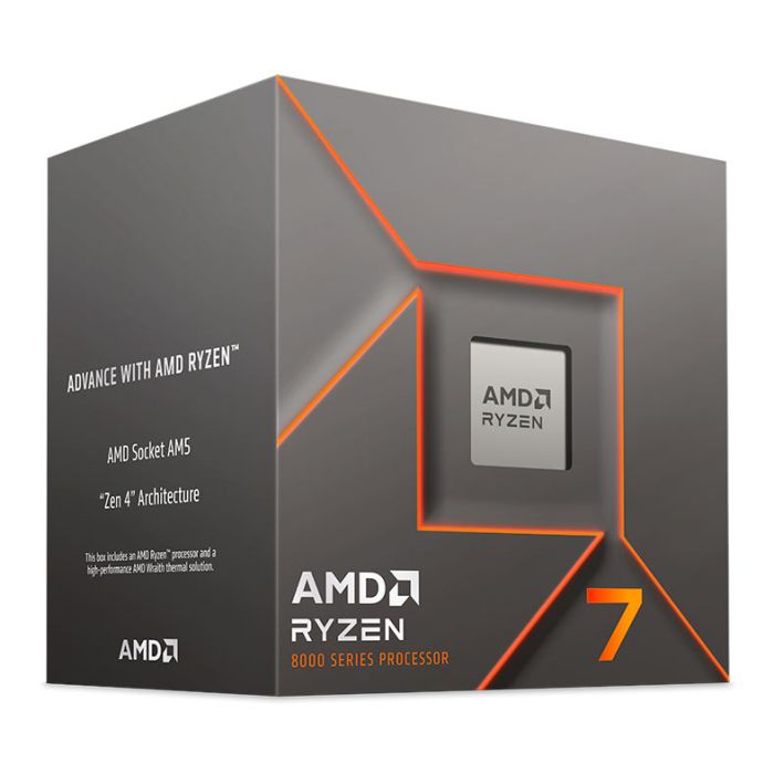 Processador AMD Ryzen 7 8700F, 8-Cores, 16-Threads, 4.1GHz (5.0GHz Turbo), Cache 16MB, AM5, 100-100001590BOX