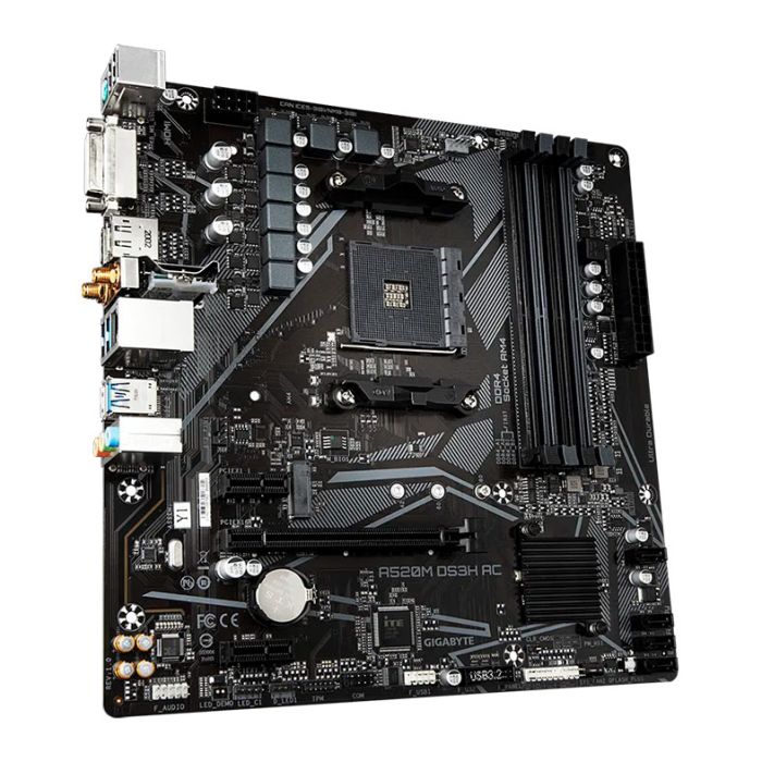 Placa Mae Gigabyte A520M DS3H AC, Wifi, DDR4, Socket AMD AM4, M-ATX, Chipset AMD A520, A520M-DS3H-A