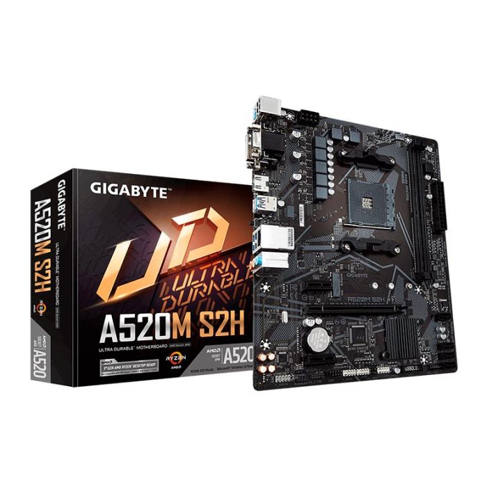 Placa Mae Gigabyte A520M S2H DDR4 Socket AM4 Chipset AMD A520, A520M-S2H