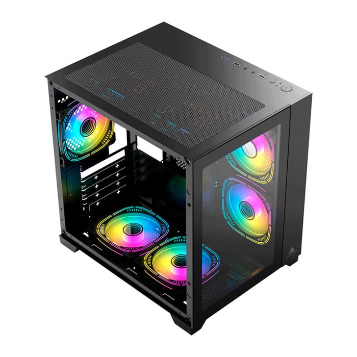 Gabinete Gamer Acegeek Aquarium M345, Mid-Tower, Lateral de Vidro, Preto, AG-AQUARIUM-M345-BK