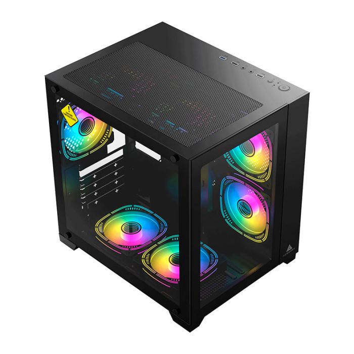 Gabinete Gamer Acegeek Aquarium M345, Mid-Tower, Lateral de Vidro, Preto, AG-AQUARIUM-M345-BK
