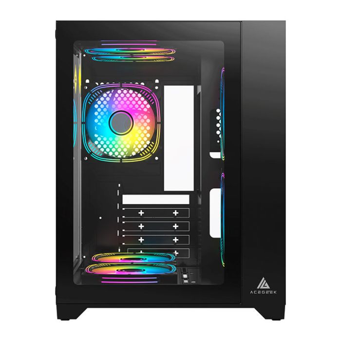 Gabinete Gamer Acegeek Aquarium M345, Mid-Tower, Lateral de Vidro, Preto, AG-AQUARIUM-M345-BK