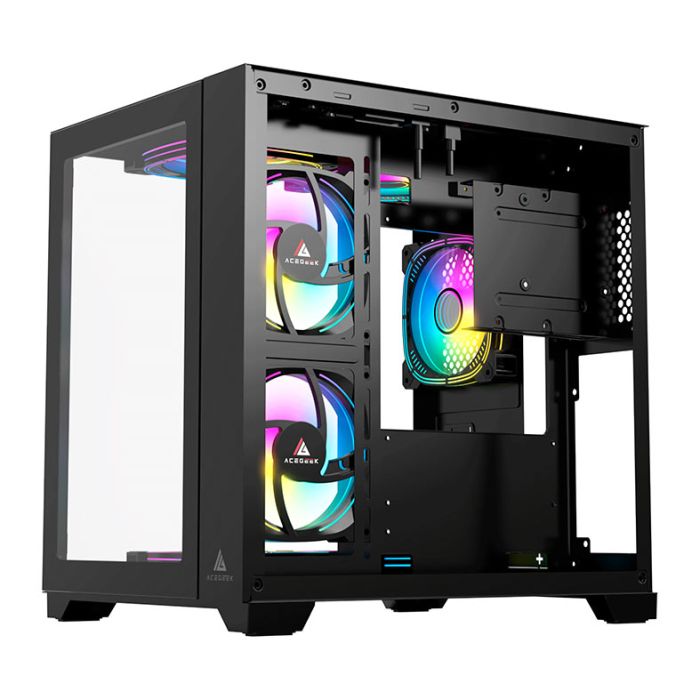 Gabinete Gamer Acegeek Aquarium M345, Mid-Tower, Lateral de Vidro, Preto, AG-AQUARIUM-M345-BK