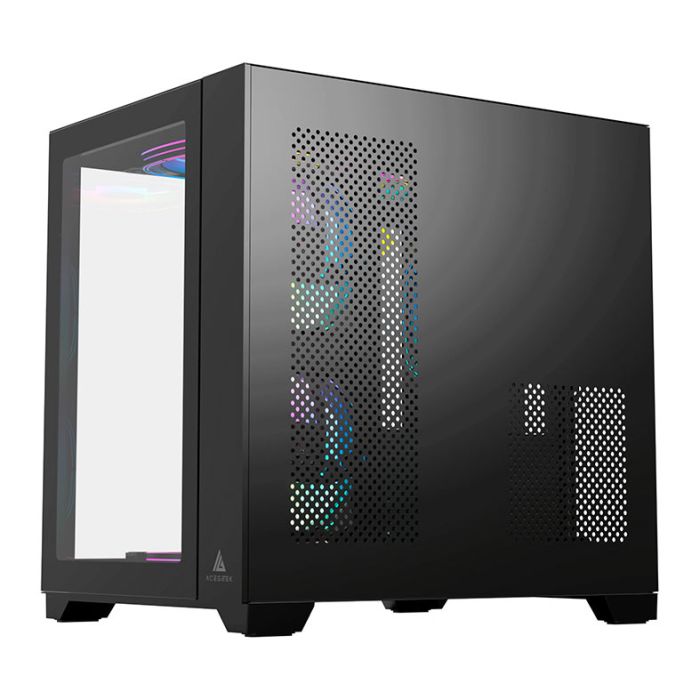 Gabinete Gamer Acegeek Aquarium M345, Mid-Tower, Lateral de Vidro, Preto, AG-AQUARIUM-M345-BK