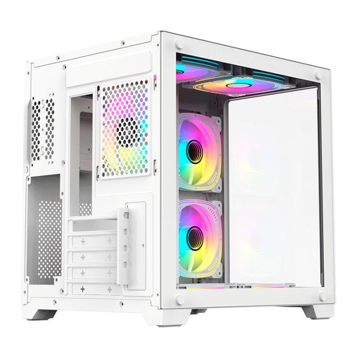 Gabinete Gamer Acegeek Aquarium M345, Mid-Tower, Lateral de Vidro, Branco, AG-AQUARIUM-M345-WH