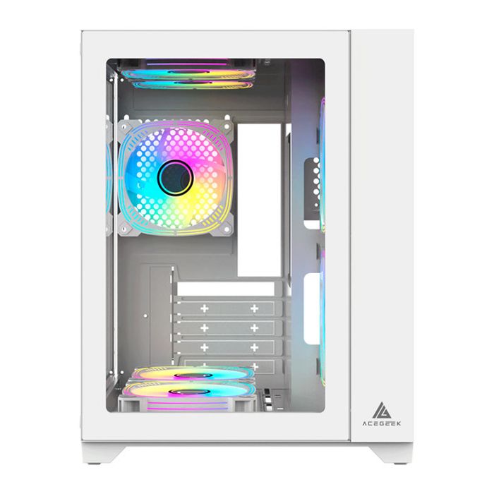 Gabinete Gamer Acegeek Aquarium M345, Mid-Tower, Lateral de Vidro, Branco, AG-AQUARIUM-M345-WH