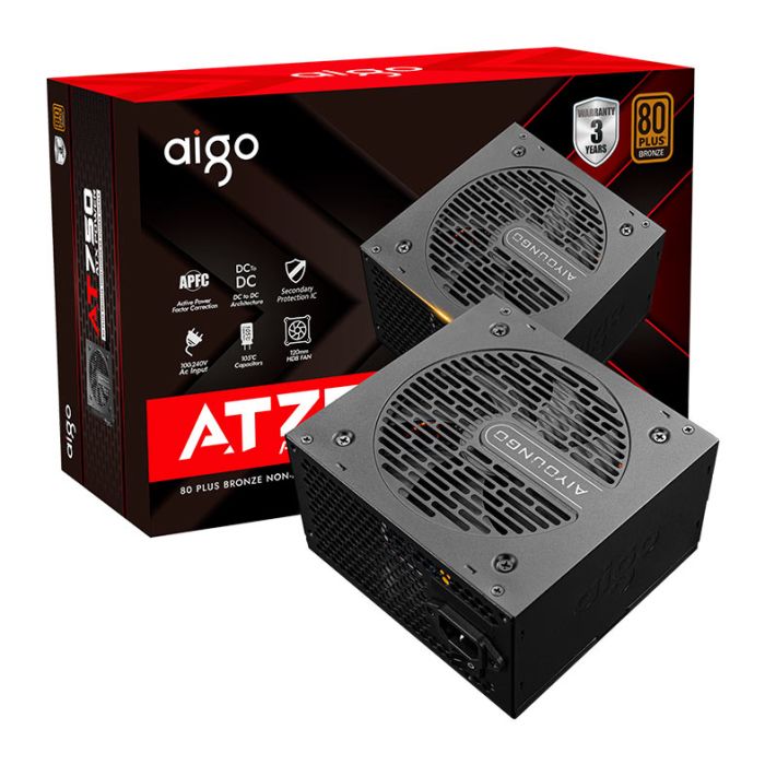Fonte Aigo Darkflash AT750, 750W, 80 Plus Bronze, PFC ativo, Preto, AG-AT750-BK