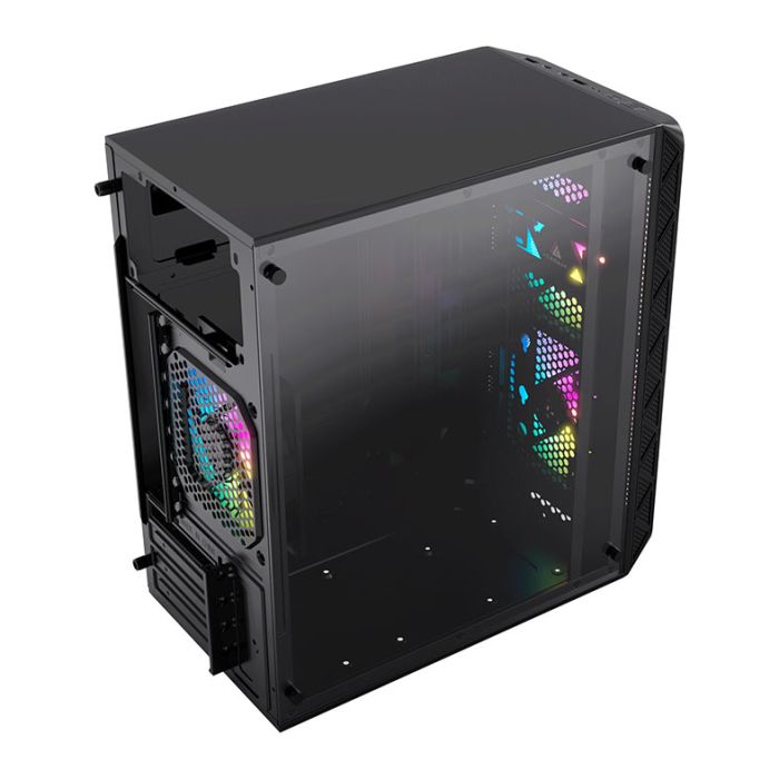 Gabinete Gamer Acegeek Aviator, Mini-Tower, Lateral de Acrilico, Com 2 Fans, Preto, AG-AVIATOR-BK-I2F