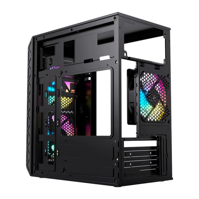 Gabinete Gamer Acegeek Aviator, Mini-Tower, Lateral de Acrilico, Com 2 Fans, Preto, AG-AVIATOR-BK-I2F
