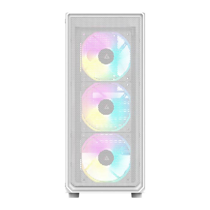Gabinete Gamer Acegeek Diamond R339, Rainbow, Mid-Tower, Lateral de Vidro, Com 4 Fans, Branco, AG-DIAMOND-R339-WH-I4F