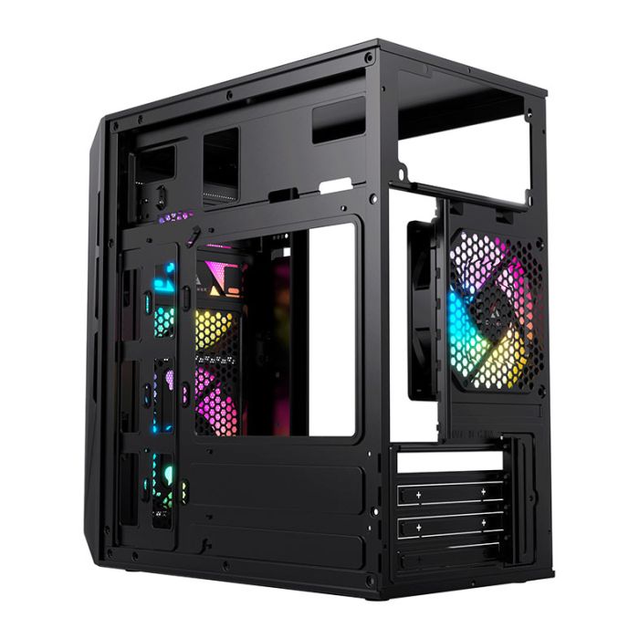 Gabinete Gamer Acegeek Forge, Mini-Tower, Lateral de Vidro, Com 2 Fans, Preto, AG-FORGE-BK-I2F