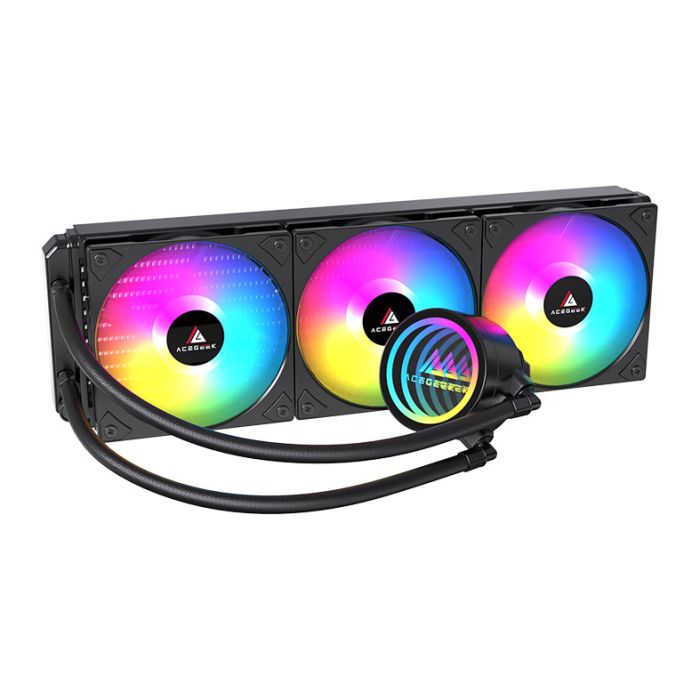 Water Cooler Acegeek FrostWorld, ARGB, 360mm, Preto, AG-FROSTWORLD360-BK