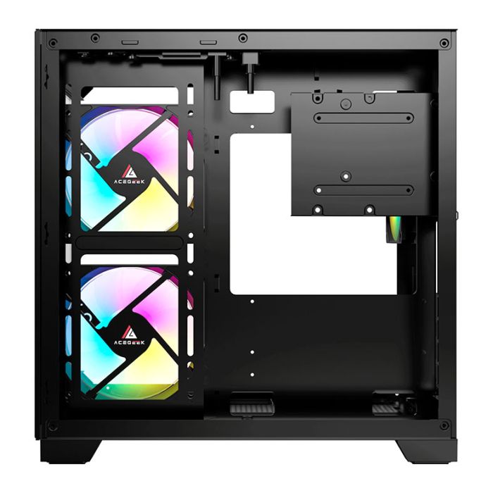 Gabinete Gamer Acegeek Gimli, Rainbow, Mid-Tower, Lateral de Vidro, Com 3 Fans, Preto, AG-GIMLI-BK-3F