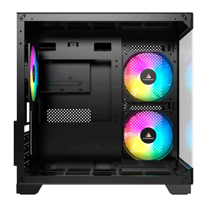 Gabinete Gamer Acegeek Gimli, Rainbow, Mid-Tower, Lateral de Vidro, Com 3 Fans, Preto, AG-GIMLI-BK-3F