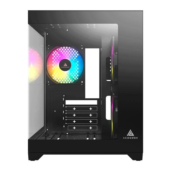 Gabinete Gamer Acegeek Gimli, Rainbow, Mid-Tower, Lateral de Vidro, Com 3 Fans, Preto, AG-GIMLI-BK-3F