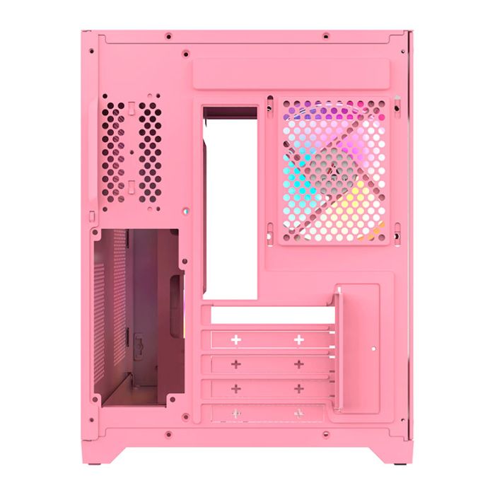Gabinete Gamer Acegeek Gimli, Rainbow, Mid-Tower, Lateral de Vidro, Com 3 Fans, Rosa, AG-GIMLI-PK-3F