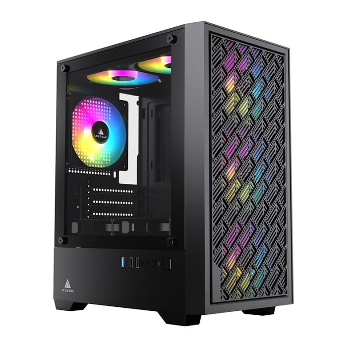 Gabinete Gamer Acegeek Matrix, Mid-Tower, Lateral de Vidro, Preto, AG-MATRIX-BK