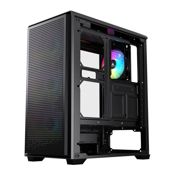 Gabinete Gamer Acegeek Qube Mesh, Mid-Tower, Lateral de Vidro, Preto, AG-QUBE-BK