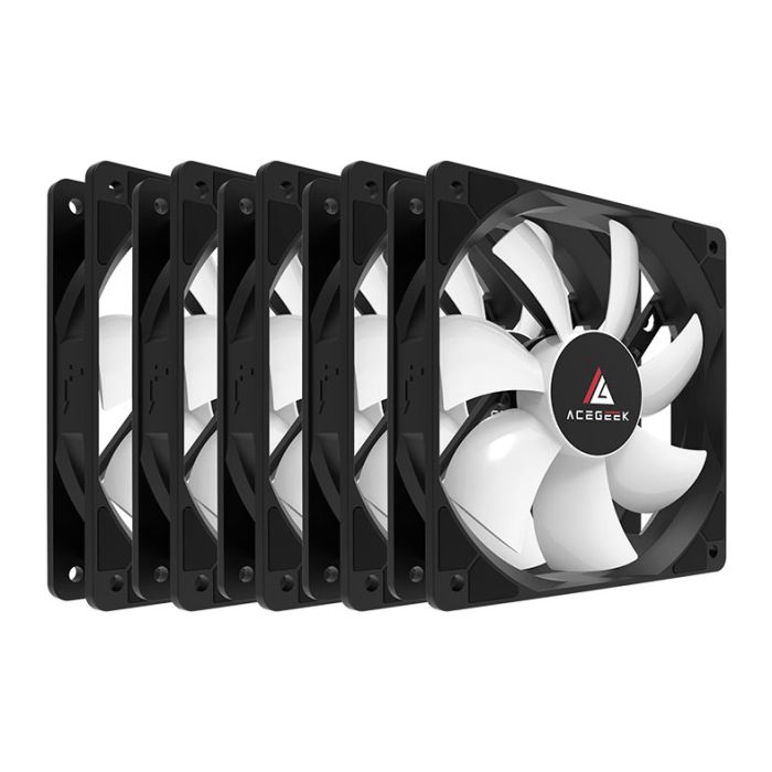 Kit Ventoinhas Acegeek RW12 5x1, Rainbow, 5x120mm, Preto, AG-RW12-5X1-BK