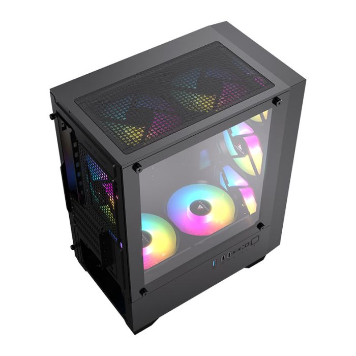 Gabinete Gamer Acegeek Stratus Mesh, Mid-Tower, Lateral de Vidro, Preto, AG-STRATUS-MESH-BK