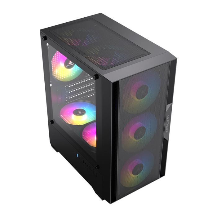 Gabinete Gamer Acegeek Stratus Mesh, Mid-Tower, Lateral de Vidro, Preto, AG-STRATUS-MESH-BK