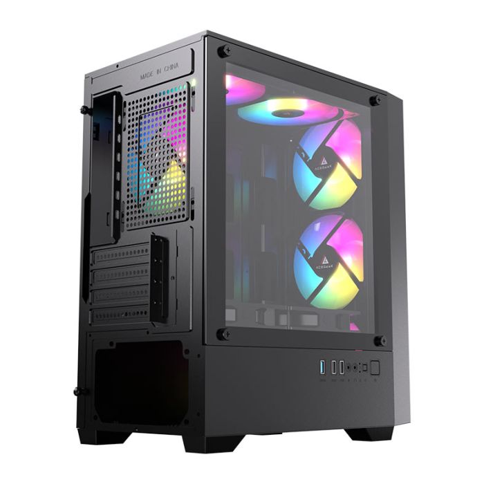 Gabinete Gamer Acegeek Stratus Mesh, Mid-Tower, Lateral de Vidro, Preto, AG-STRATUS-MESH-BK