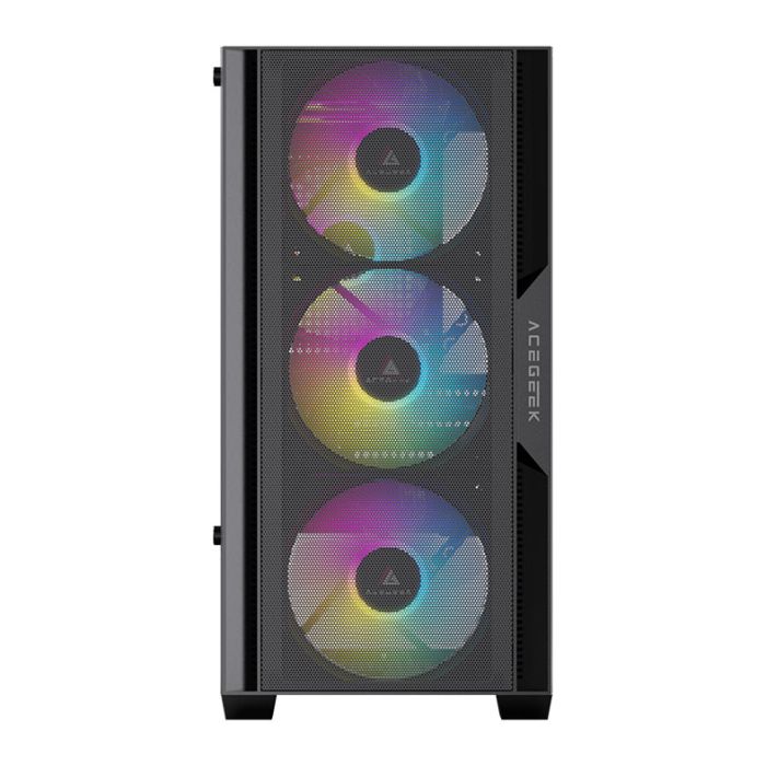 Gabinete Gamer Acegeek Stratus Mesh, Mid-Tower, Lateral de Vidro, Preto, AG-STRATUS-MESH-BK
