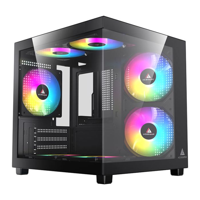 Gabinete Gamer Acegeek Tide, Mid-Tower, Lateral de Vidro, Preto, AG-TIDE-BK