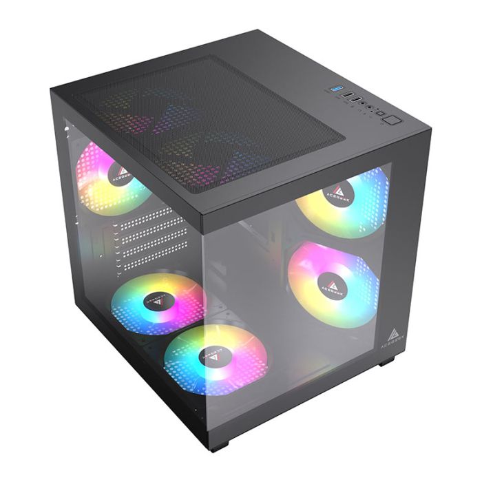 Gabinete Gamer Acegeek Tide, Mid-Tower, Lateral de Vidro, Preto, AG-TIDE-BK