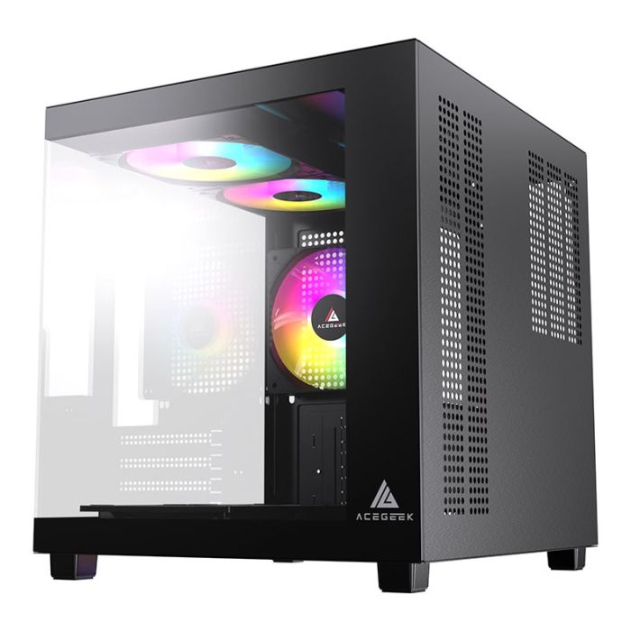 Gabinete Gamer Acegeek Tide, Mid-Tower, Lateral de Vidro, Preto, AG-TIDE-BK