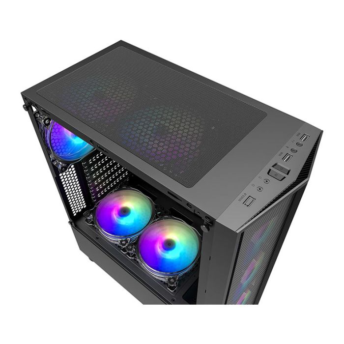 Gabinete Gamer Aigo DarkFlash Melody Preto Lateral Acrilico
