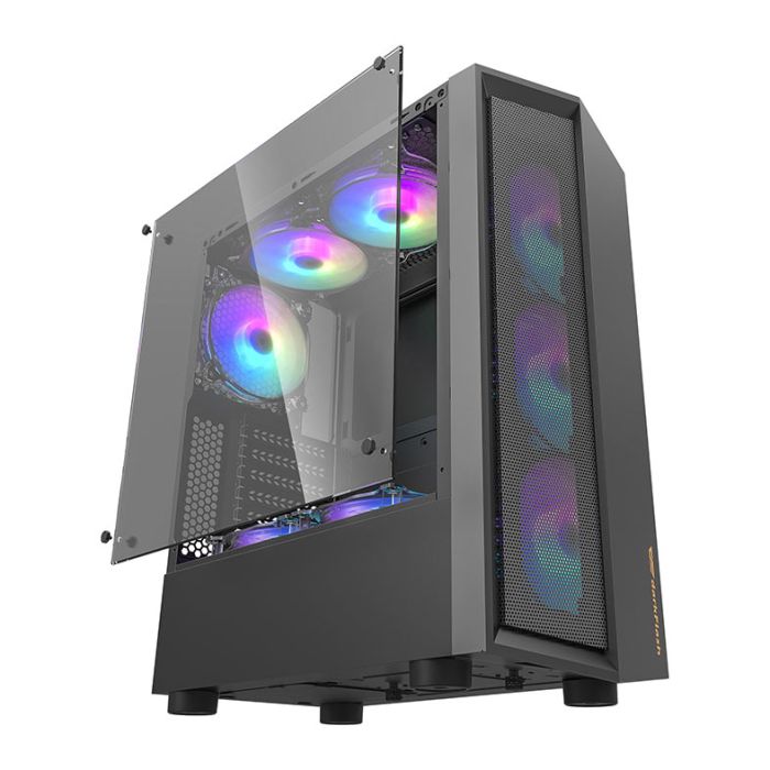 Gabinete Gamer Aigo DarkFlash Melody Preto Lateral Acrilico
