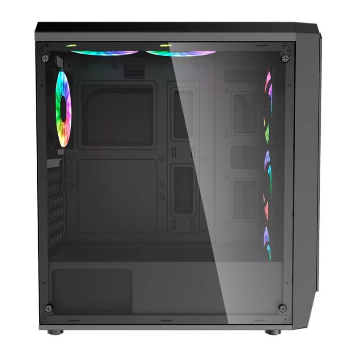 Gabinete Gamer Aigo Water Square 5 Preto Lateral de Vidro Temperado, Aigo-Water-Square-5