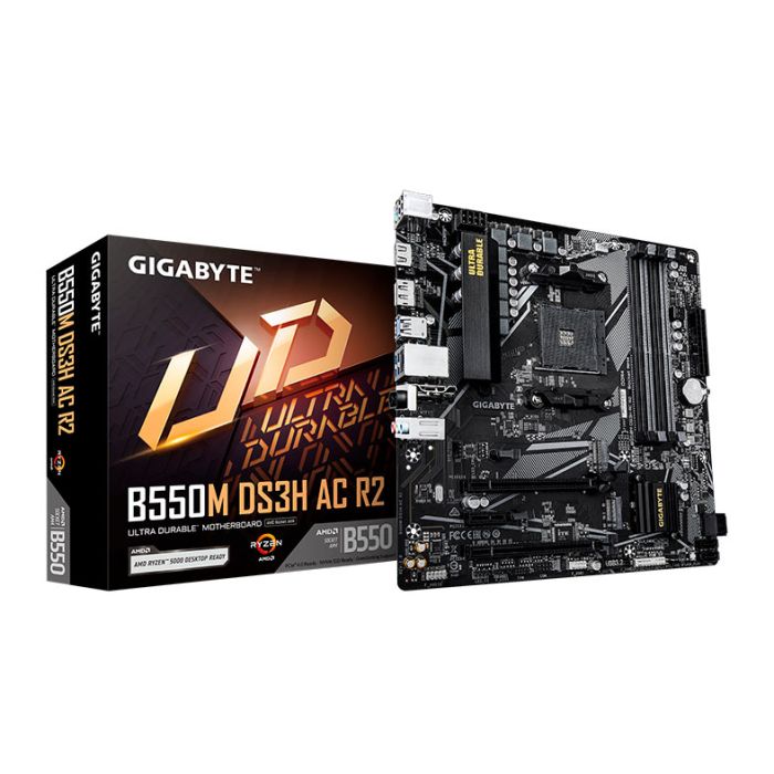 Placa Mae Gigabyte B550M DS3H AC R2, Wifi, DDR4, Socket AM4, M-ATX, Chipset AMD B550, B550M-DS3H-AC-R2
