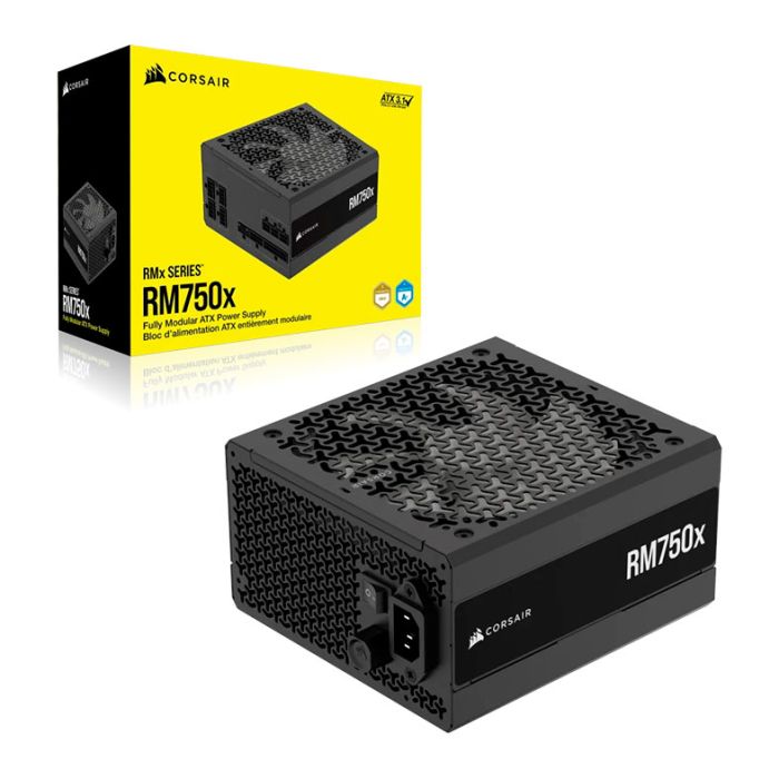 Fonte Corsair RM750x, 750W, Full-Modular, ATX 3.1, PCIe 5.1, Cybenetics Gold, Preto, CP-9020285-BR