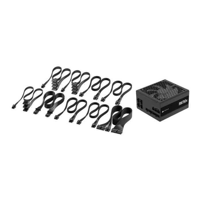Fonte Corsair RM750x, 750W, Full-Modular, ATX 3.1, PCIe 5.1, Cybenetics Gold, Preto, CP-9020285-BR