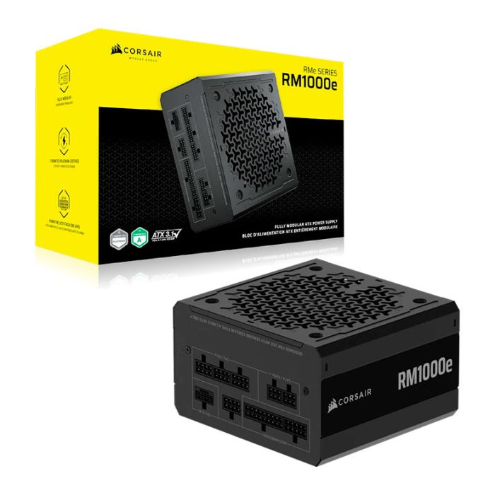 Fonte Corsair RM1000e, 1000W, Full-Modular, ATX 3.1, PCie 5.1, Cybenetics Gold, Preto, CP-9020297-BR