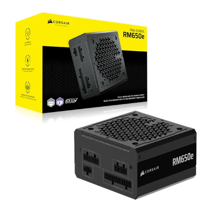 Fonte Corsair RM650e, 650W, Full-Modular, ATX 3.1, PCIe 5.1, Cybenetics Gold, Preto, CP-9020302-BR