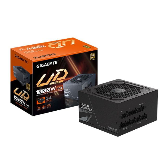 Fonte Gigabyte UD1000GM PG5 V2, 1000W, ATX 3.1, PCIe 5.1, Full-Modular, 80 Plus Gold, Preto, GP-UD1000GM-PG5-V2