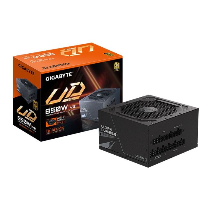 Fonte Gigabyte UD850GM PG5 V2, 850W, ATX 3.1, PCIe 5.1, Full-Modular, 80 Plus Gold, Preto, GP-UD850GM-PG5-V2