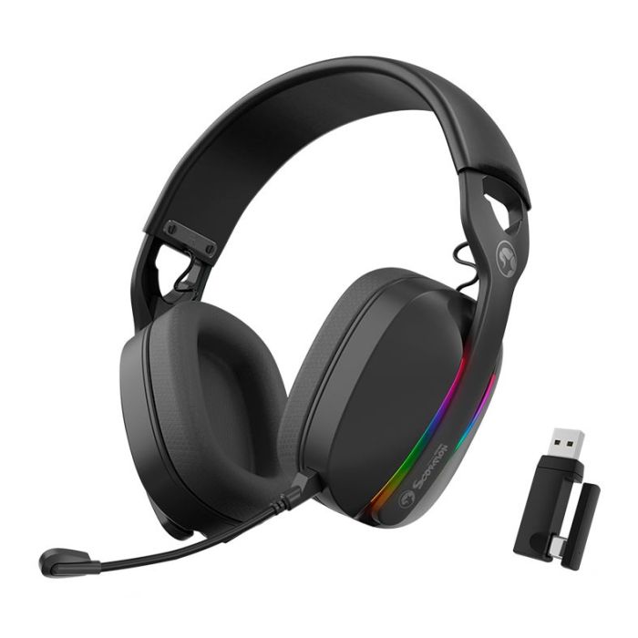 Headset Gamer Marvo Pulz 70W, RGB, Drivers 40mm, Tri-Mode, Preto, HG9086W-BK