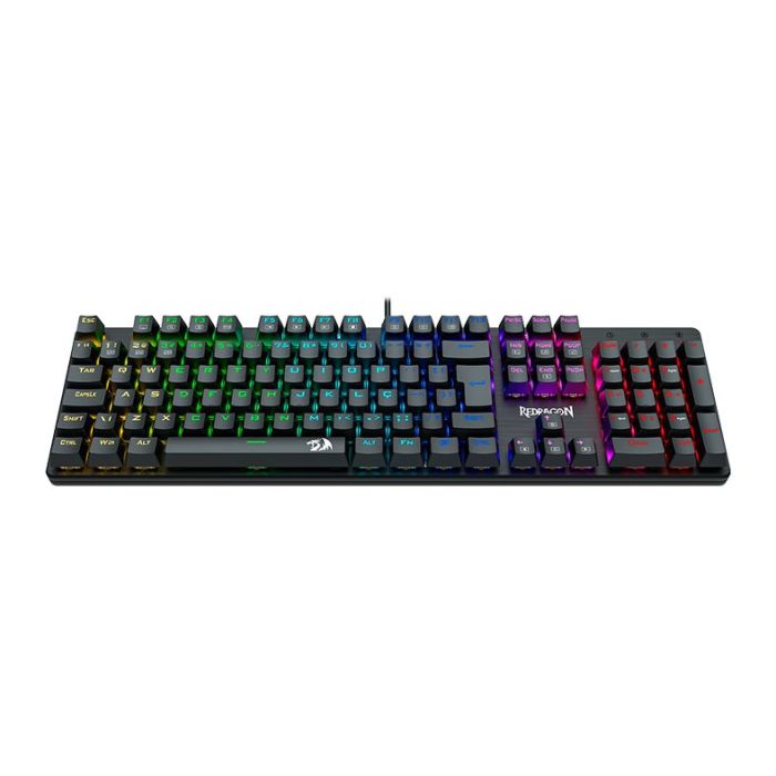 Teclado Mecanico Gamer Redragon Sindri, Rainbow, Switch Marrom, USB, Preto, K671