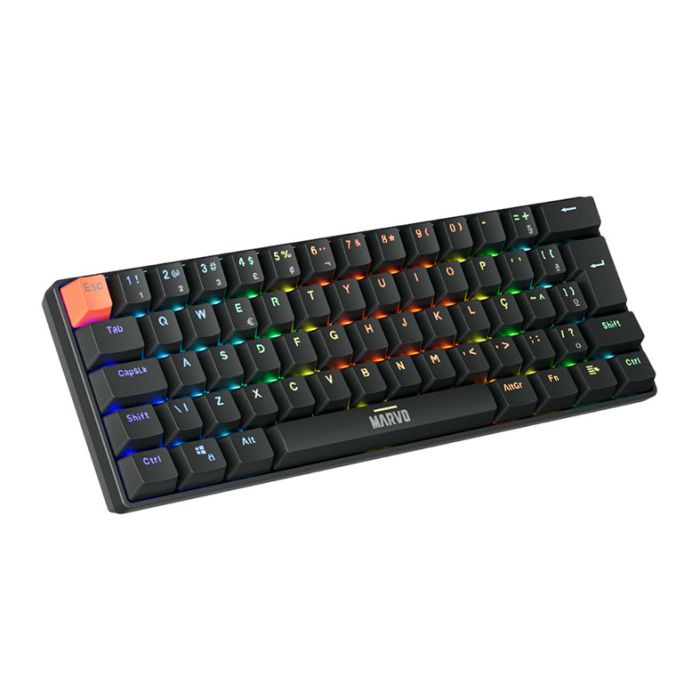 Teclado Mecanico Marvo KG933G, RGB, ABNT2, Switch Vermelho, Preto, KG933G-BK