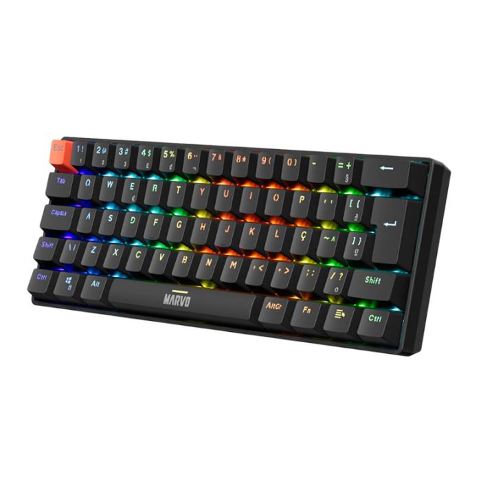 Teclado Mecanico Marvo KG933G, RGB, ABNT2, Switch Vermelho, Preto, KG933G-BK