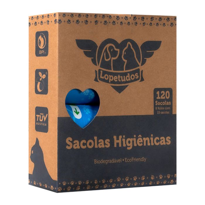 Sacolas Higiênicas Reforçadas Lopetudos, Com 8 Rolos, LP-SH-C8R