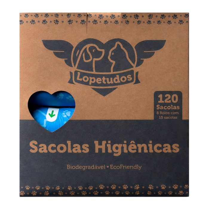 Sacolas Higiênicas Reforçadas Lopetudos, Com 8 Rolos, LP-SH-C8R