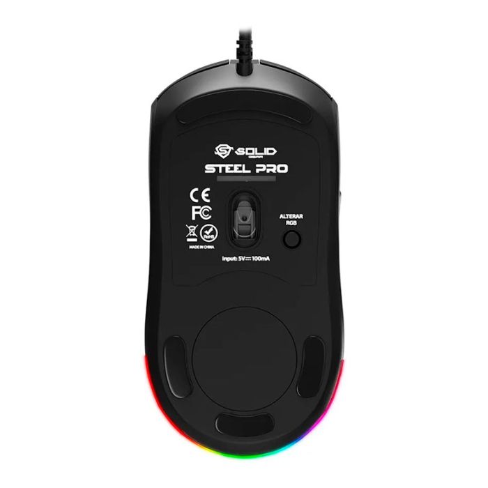 Mouse Gamer Solid Gear Steel Pro, RGB, 12000DPI, 6 Botoes, Preto, M-200-BK