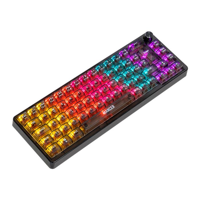 Teclado Mecanico Mancer Black Ghost V2, Rainbow, Switch Huano Vermelho, MCR-BKG-RBW02