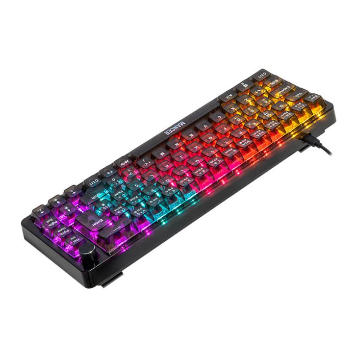 Teclado Mecanico Mancer Black Ghost V2, Rainbow, Switch Huano Vermelho, MCR-BKG-RBW02